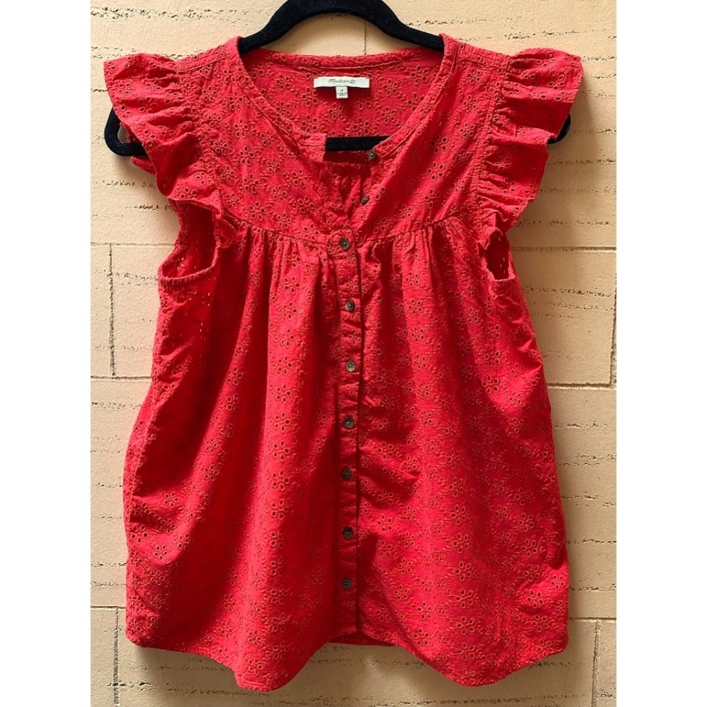 Madewell Ruffle-Sleeve Bib Top - Picture 4 of 4